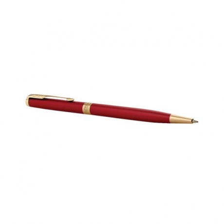 Ручка шариковая PARKER Sonnet Core Intense Red Lacquer GT Slim тонкая, корпус красный глянцевый лак, позолоченные детали, черная, 1931477 - фото 2