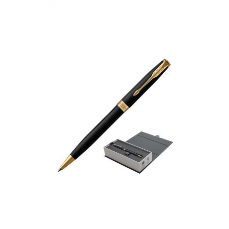 Ручка шариковая PARKER Sonnet Core Matt Black GT, корпус черный матовый лак, позолоченные детали, черная, 1931519 - фото 1