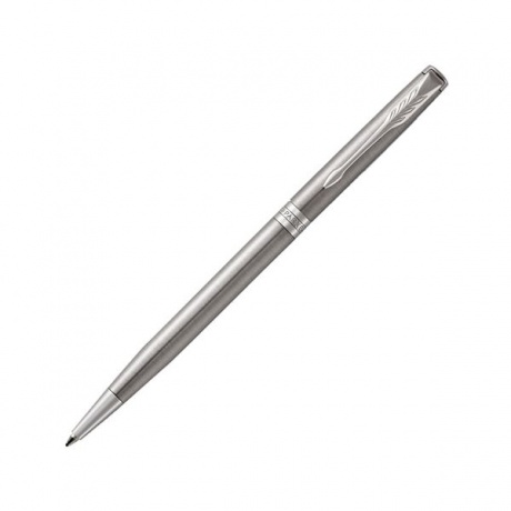 Ручка шариковая PARKER Sonnet Core Stainless Steel CT Slim, тонкая, корпус серебристый, палладиевые детали, черная, 1931513 - фото 1