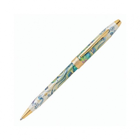 Ручка подарочная шариковая CROSS Botanica Зеленая лилия, лак, латунь, позолота, черная, AT0642-4 - фото 1