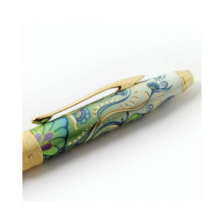 Ручка подарочная шариковая CROSS Botanica Зеленая лилия, лак, латунь, позолота, черная, AT0642-4 - фото 4