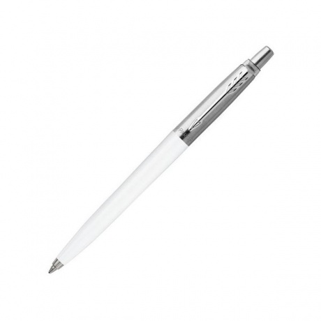 Ручка шариковая PARKER Jotter Plastic CT, корпус белый, детали из нержавеющей стали, синяя, R0032930 - фото 1