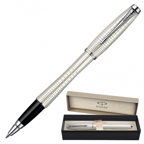 Ручка-роллер подарочная PARKER Urban Premium Pearl Metal Chiselled CT, жемчужный лак, хромированные детали, черная, S0911440 - фото 1