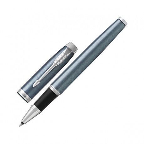 Ручка-роллер PARKER IM Core Light Blue Grey CT, корпус серо-голубой лак, хромированные детали, черная, 1931662 - фото 1