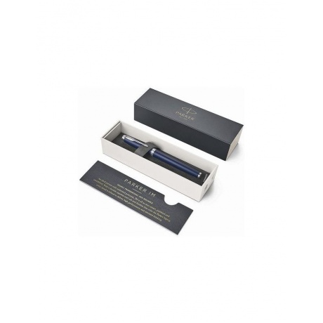 Ручка-роллер PARKER IM Core Matte Blue CT, корпус темно-синий лак, хромированные детали, черная, 1931661 - фото 2