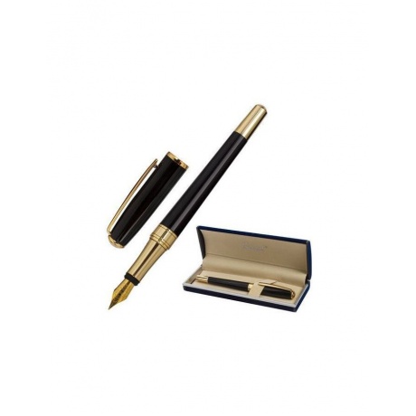 Ручка подарочная перьевая GALANT &quot;LUDUS&quot;, корпус черный, детали золотистые, узел 0,8 мм, 143529 - фото 1