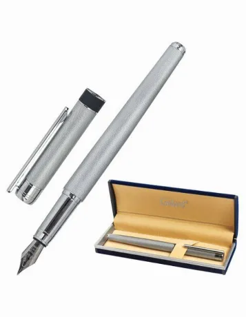 Ручка подарочная перьевая GALANT "SPIGEL", корпус серебристый, д...