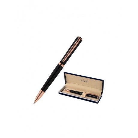 Ручка подарочная шариковая GALANT &quot;PUNCTUM BLACK&quot;, корпус черный, детали розовое золото, узел 0,7 мм, синяя, 143514 - фото 1