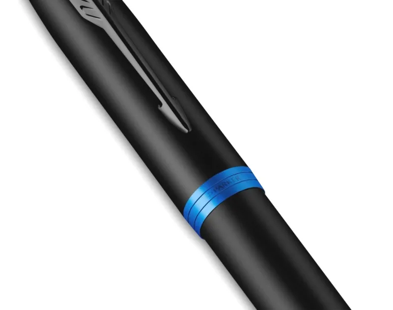 Ручка перьев. Parker IM Vibrant Rings F315 (CW2172859) Marine Blue PVD M сталь нержавеющая подар.кор. стреловидный пиш. наконечник кругл. телескопич.корпус - фото 5