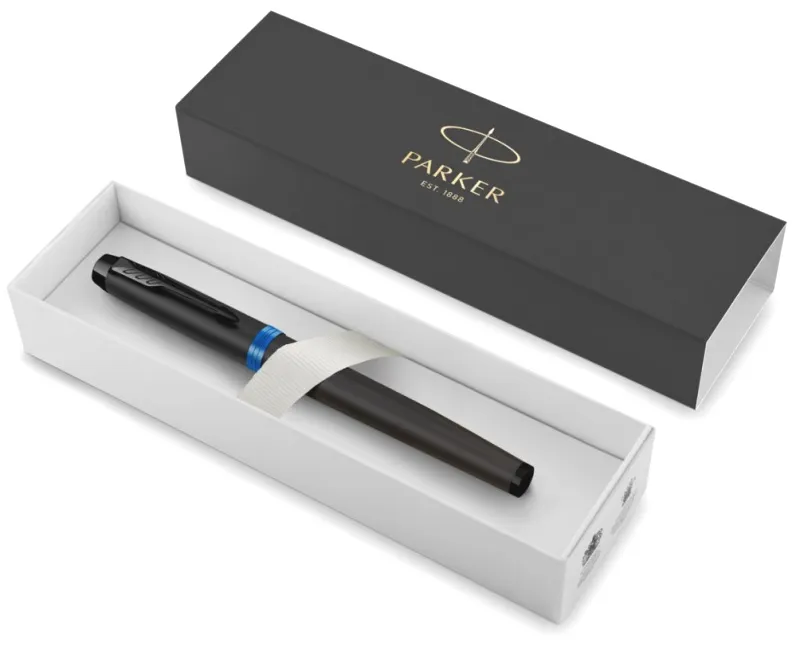 Ручка перьев. Parker IM Vibrant Rings F315 (CW2172859) Marine Blue PVD M сталь нержавеющая подар.кор. стреловидный пиш. наконечник кругл. телескопич.корпус - фото 6