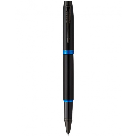 Ручка роллер Parker IM Vibrant Rings T315 (CW2172860) Marine Blue PVD F черн. черн. подар.кор. сменный стержень 1стерж. линия 0.5мм кругл. телескопич.корпус - фото 1