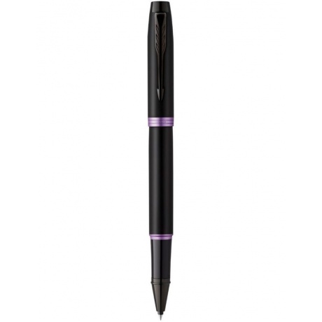 Ручка роллер Parker IM Vibrant Rings T315 (CW2172950) Amethyst Purple PVD F черн. черн. подар.кор. сменный стержень 1стерж. линия 0.5мм кругл. телескопич.корпус - фото 1
