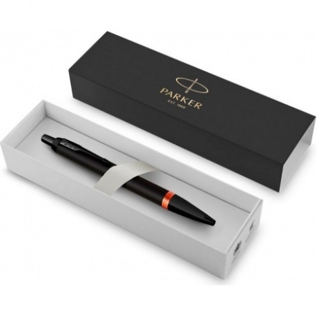 Ручка шариков. Parker IM Vibrant Rings K315 (CW2172946) Flame Orange PVD M син. черн. подар.кор. - фото 4