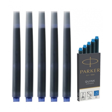Parker Картриджи чернильные &quot;Cartridge Quink&quot; смываемые синие, 5шт., блистер - фото 1