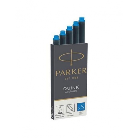Parker Картриджи чернильные &quot;Cartridge Quink&quot; смываемые синие, 5шт., блистер - фото 2