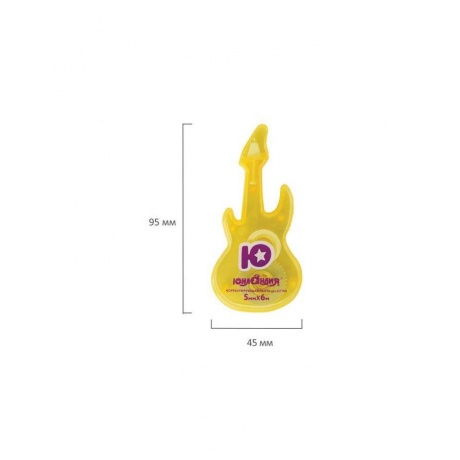Корректирующая лента ЮНЛАНДИЯ Гитара 5 мм х 6 м, корпус желтый, блистер, 227798, (12 шт.) - фото 6