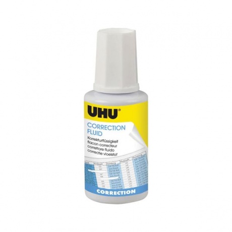 Корректирующая жидкость UHU, 20 мл, с кисточкой, быстросохнущая, 50450, (10 шт.) - фото 1