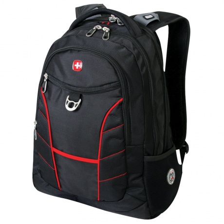 Рюкзак WENGER, универсальный, черный, красные полосы, Rad, 30 л, 35х20х47 см, 1178215 - фото 1