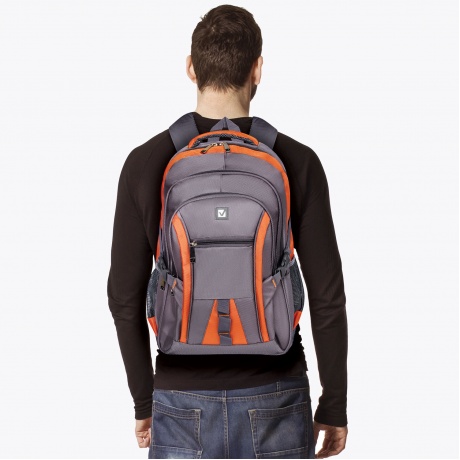 Рюкзак BRAUBERG SpeedWay 2, 25 л, размер 46х32х19 см, ткань, серо-оранжевый, 224448 - фото 11