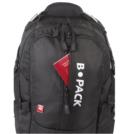 Рюкзак B-PACK S-02 (БИ-ПАК) универсальный, с отделением для ноутбука, усиленная ручка, черный, 47х31х16 см, 226948 - фото 15