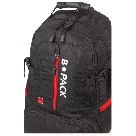 Рюкзак B-PACK S-03 (БИ-ПАК) универсальный, с отделением для ноутбука, увеличенный объем, черный, 46х32х26 см, 226949 - фото 20