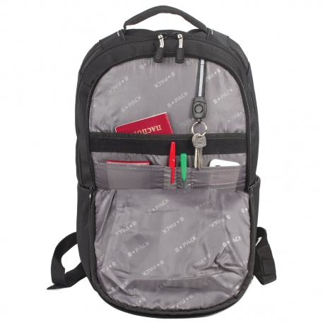 Рюкзак B-PACK S-04 (БИ-ПАК) универсальный, с отделением для ноутбука, влагостойкий, черный, 45х29х16 см, 226950 - фото 11