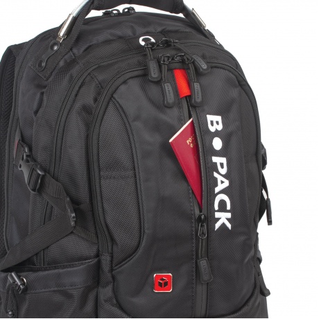 Рюкзак B-PACK S-08 (БИ-ПАК) универсальный, с отделением для ноутбука, влагостойкий, черный, 50х32х17 см, 226955 - фото 9
