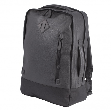 Рюкзак BRAUBERG молодежный с отделением для ноутбука, Квадро, искуственная кожа, черный, 44х29х13 см, 227088 - фото 3