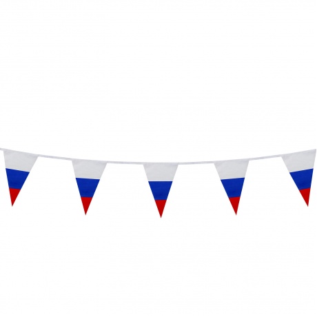 550186, Гирлянда из флагов России, длина 5 м, 10 треугольных флажков 20х30 см, BRAUBERG, 550186, RU27 - фото 1