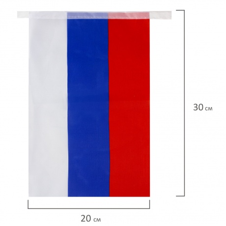 550185, Гирлянда из флагов России, длина 5 м, 10 прямоугольных флажков 20х30 см, BRAUBERG, 550185, RU25 - фото 2