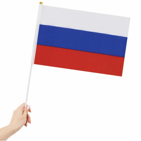 550182, (цена за 10 шт.) Флаг России ручной 30х45 см, без герба, с флагштоком, BRAUBERG, 550182, RU14 - фото 7