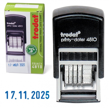 Датер-мини месяц цифрами, для банка, оттиск 20х4 мм, синий, TROD...