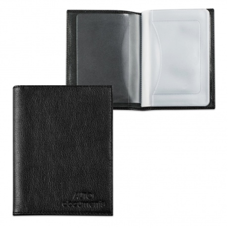 Бумажник водителя BEFLER Грейд, натуральная кожа, тиснение, 6 пластиковых карманов, черный, BV.1.-9 - фото 1