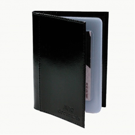 Бумажник водителя BEFLER Classic, натуральная кожа, тиснение, 6 пластиковых карманов, черный, BV.25.-1 - фото 2
