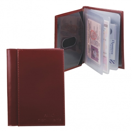 Бумажник водителя BEFLER Classic, натуральная кожа, тиснение, 6 пластиковых карманов, коньяк, BV.25.-1 - фото 1