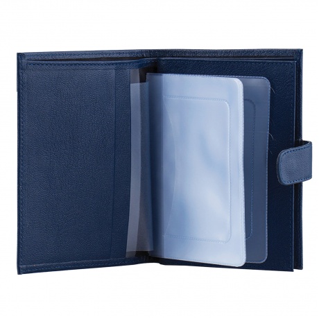 Бумажник водителя FABULA Largo, натуральная кожа, тиснение, 6 пластиковых карманов, кнопка, синий, BV.8.LG - фото 2