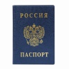 Обложка для паспорта с гербом, ПВХ, печать золотом, синяя, ДПС, ...