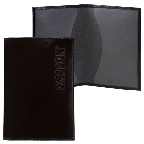 Обложка для паспорта BEFLER Classic, натуральная кожа, тиснение Passport, черная, О.1-1 - фото 1