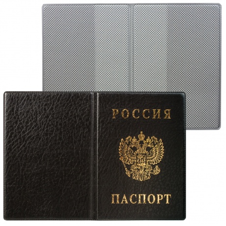Обложка для паспорта с гербом, ПВХ, черная, ДПС, 2203.В-107, (12 шт.) - фото 1