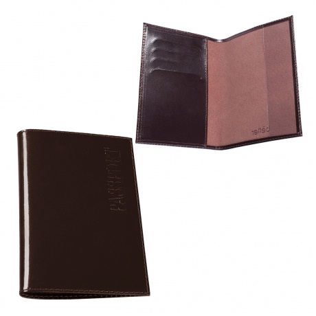 Обложка для паспорта BEFLER Classic, натуральная кожа, тиснение Passport, коричневая, O.23.-1 - фото 1