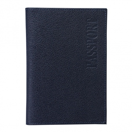 Обложка для паспорта BEFLER Грейд, натуральная кожа, тиснение, синяя, O.1.-9 - фото 1