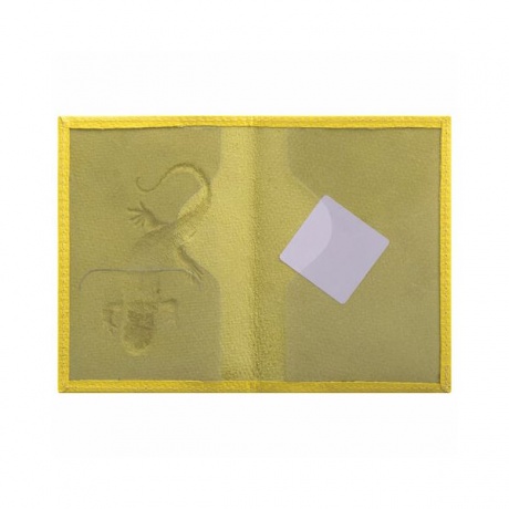 Обложка для паспорта натуральная кожа плетенка, с ящерицей, желтая, STAFF - фото 2