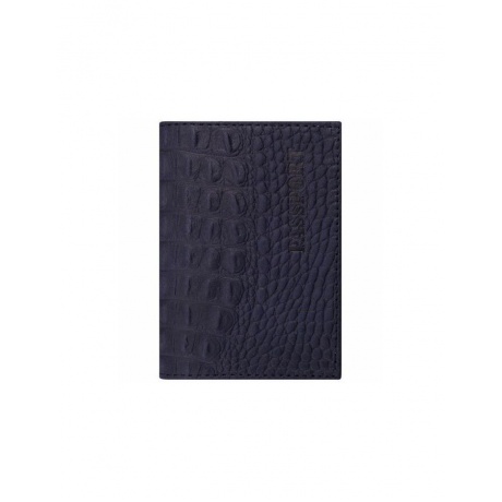 Обложка для паспорта натуральная кожа кайман, PASSPORT, темно-синяя, BRAUBERG - фото 1
