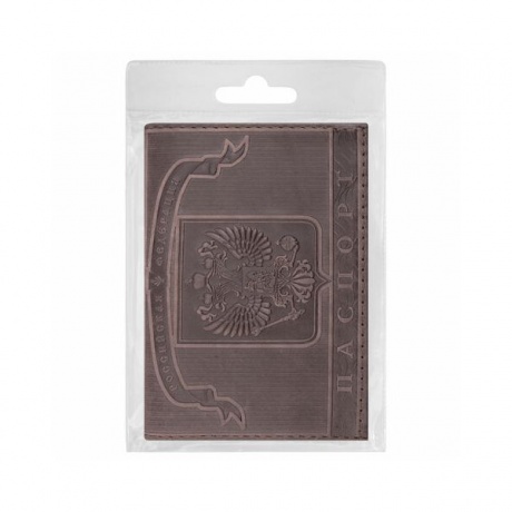 Обложка для паспорта натуральная кожа гладкая, Герб, горизонтальная, коричневая, BRAUBERG - фото 3