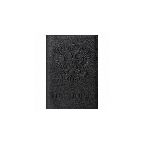 Обложка для паспорта натуральная кожа флоттер, Герб, черная, BRAUBERG - фото 1