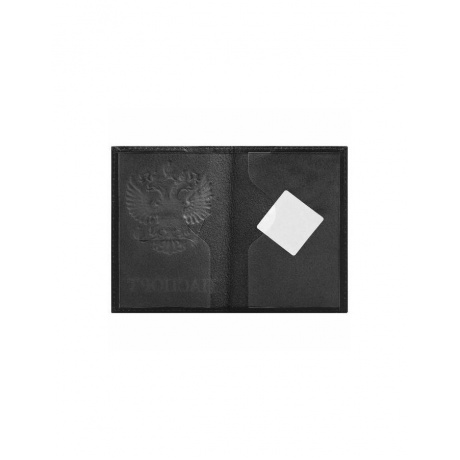 Обложка для паспорта натуральная кожа флоттер, Герб, черная, BRAUBERG - фото 2