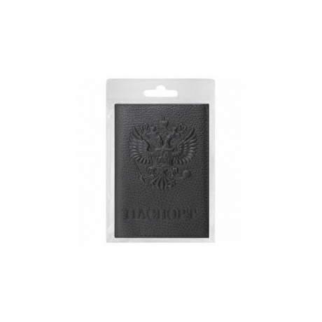 Обложка для паспорта натуральная кожа флоттер, Герб, черная, BRAUBERG - фото 3