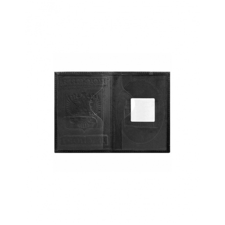 Обложка для паспорта натуральная кожа гладкая, Герб, вертикальная, черная, BRAUBERG - фото 2