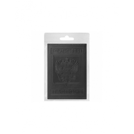 Обложка для паспорта натуральная кожа гладкая, Герб, вертикальная, черная, BRAUBERG - фото 3