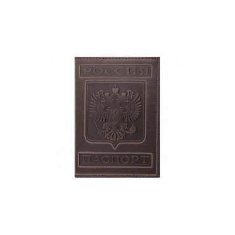 Обложка для паспорта натуральная кожа гладкая, Герб, вертикальная, коньяк, BRAUBERG - фото 1